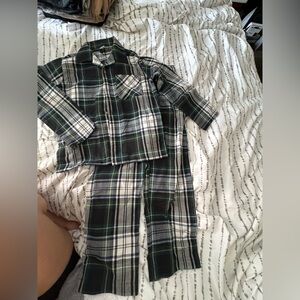 Old Navy Kids Plaid Pajama Set - Green and Black